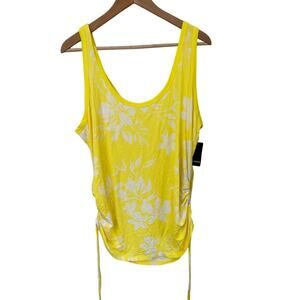 Torrid Super Soft Scoop Neck Side Tie Tank Yellow Floral Size 2 US 2X New